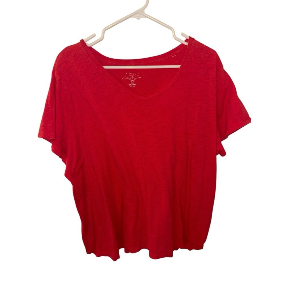 Red Sonoma Everyday Tee T Shirt  2X Women's Lifestyle V Neck Short Sleeve